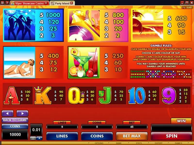 Party Island Microgaming 5 Reel 9 Line