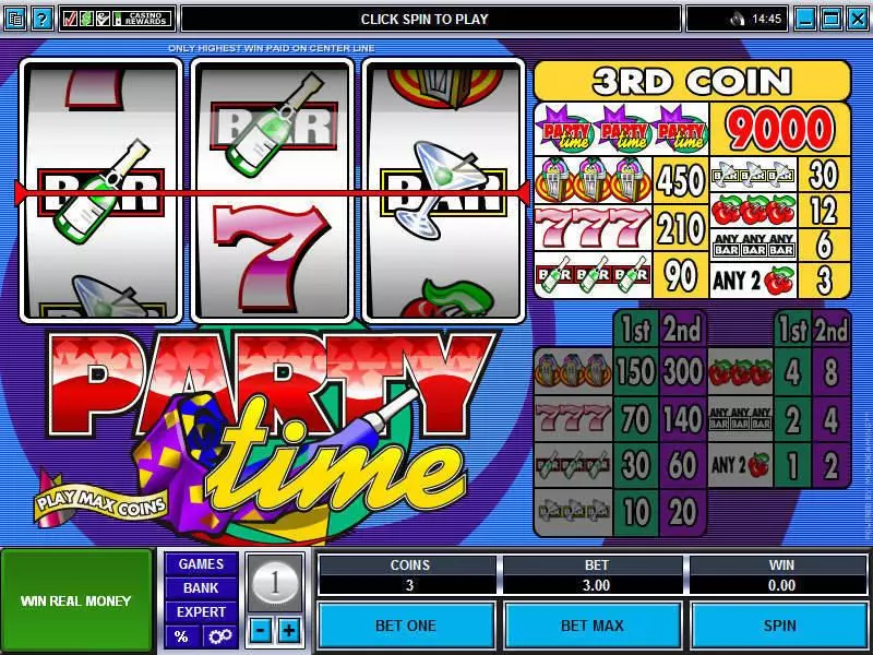 Party Time Microgaming 3 Reel 1 Line