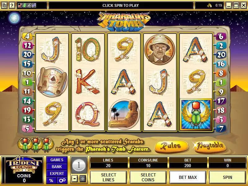 Pharaoh's Tomb Microgaming 5 Reel 20 Line