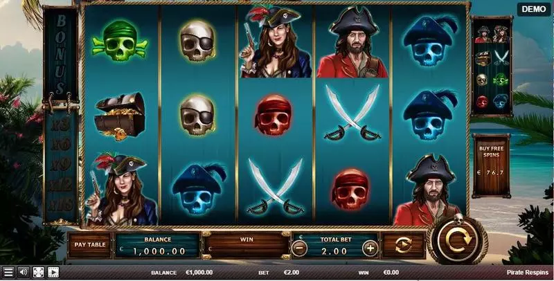 Pirate Respin Red Rake Gaming 5 Reel 25 Line