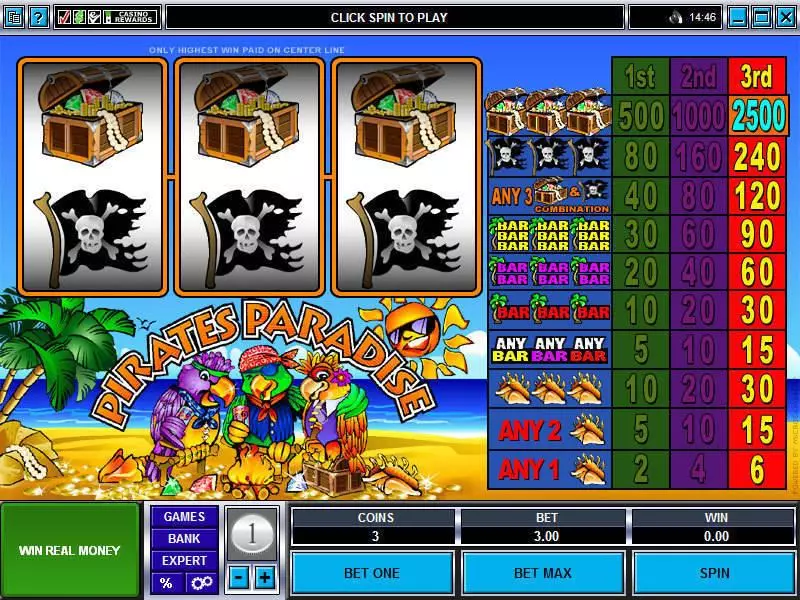 Pirate's Paradise Microgaming 3 Reel 1 Line