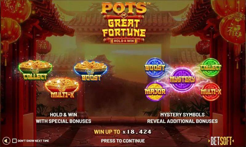 Pots of Great Fortune - Hold & Win BetSoft 5 Reel 25 Line