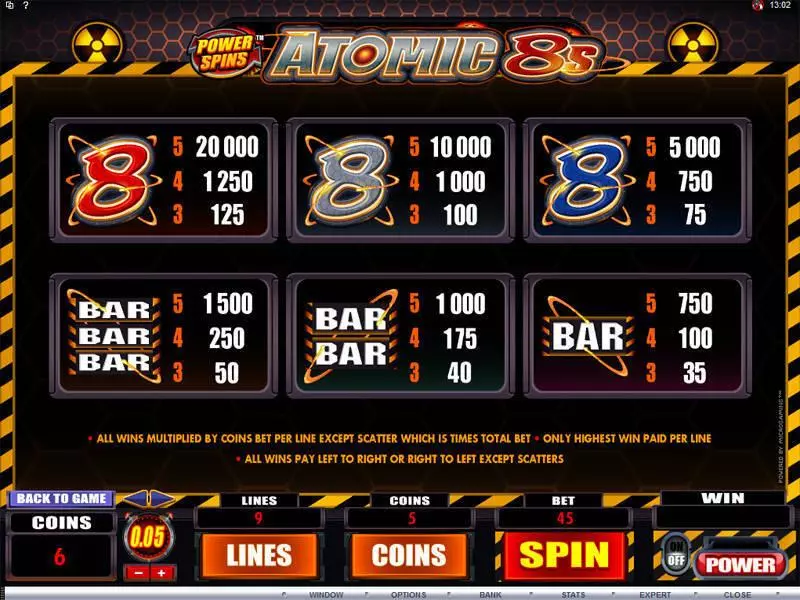 Power Spins - Atomic 8's Microgaming 5 Reel 9 Line