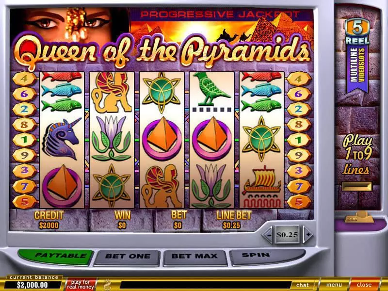 Queen of Pyramids PlayTech 5 Reel 9 Line