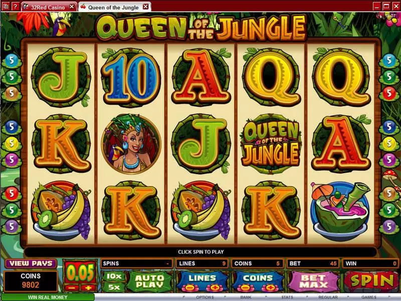 Queen of the Jungle Microgaming 5 Reel 9 Line