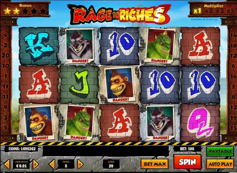 Rage to Riches Play'n GO 5 Reel 20 Line