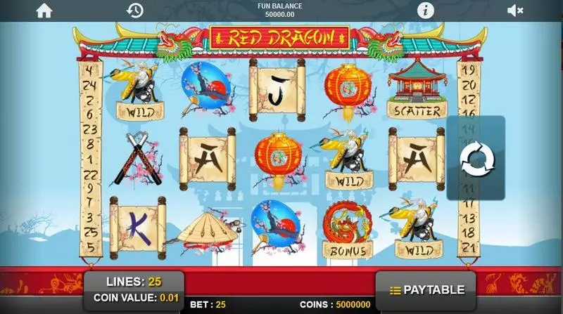 Red Dragon 1x2 Gaming 5 Reel 25 Line