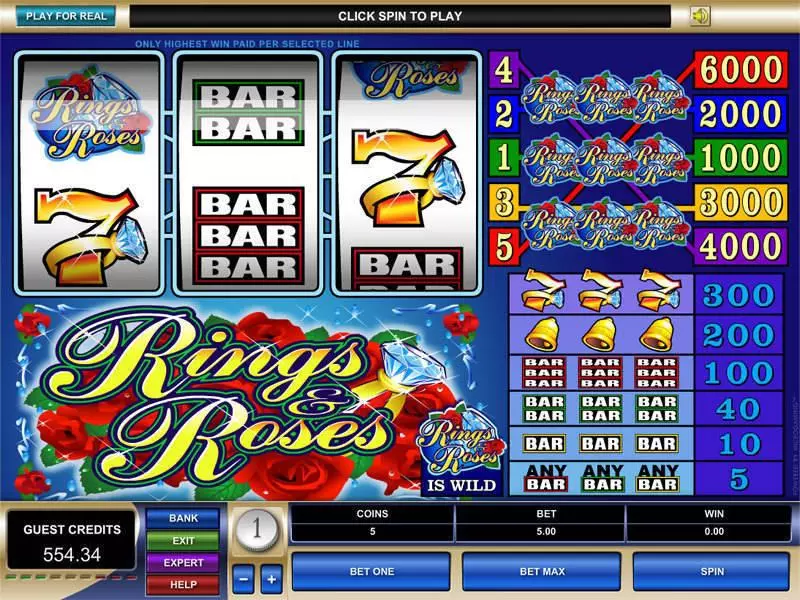 Rings and Roses Microgaming 3 Reel 5 Line