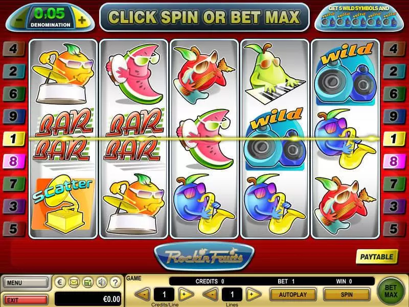 Rockin Fruits GTECH 5 Reel 9 Line