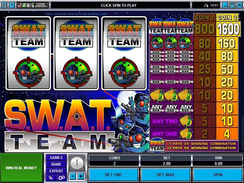 S.W.A.T. Team Microgaming 3 Reel 1 Line