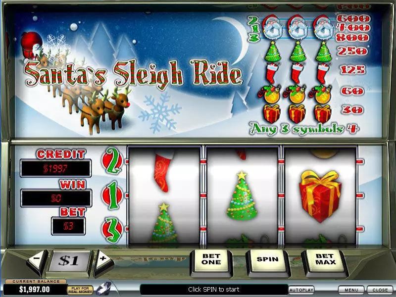 Santa's Sleigh Ride PlayTech 3 Reel 3 Line