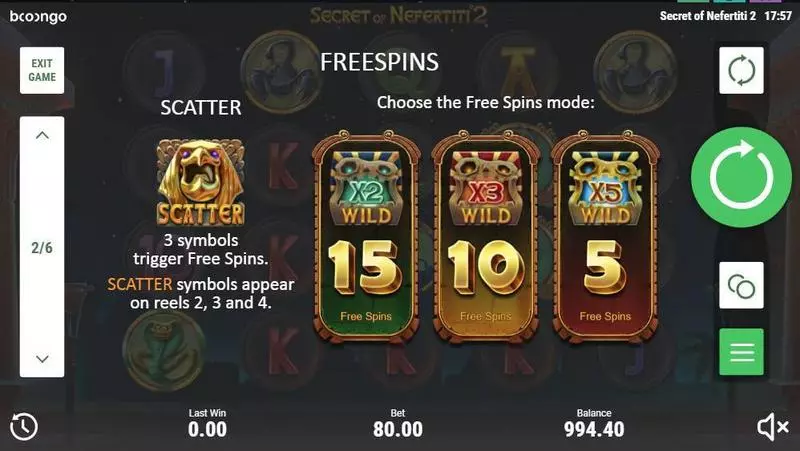 Secret of Nefertiti 2 Booongo 5 Reel 40 Line