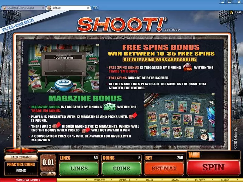Shoot! Microgaming 5 Reel 50 Line