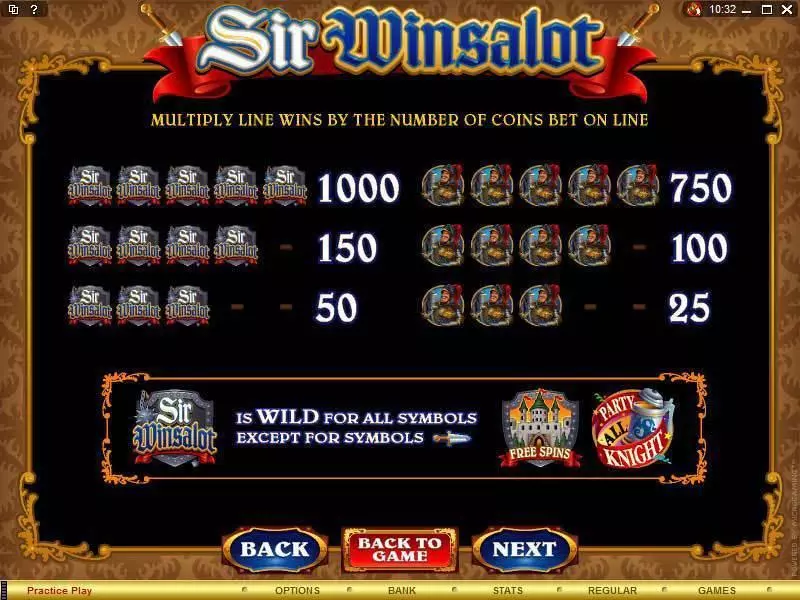 Sir Winsalot Microgaming 5 Reel 20 Line