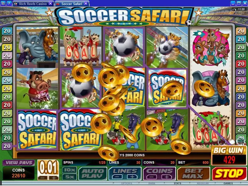 Soccer Safari Microgaming 5 Reel 30 Line