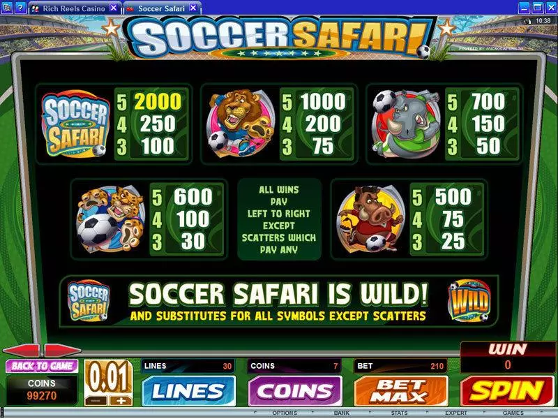 Soccer Safari Microgaming 5 Reel 30 Line