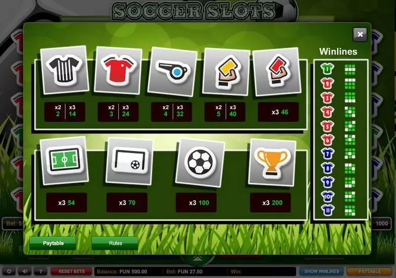 Soccer Slots 1x2 Gaming 3 Reel 11 Line