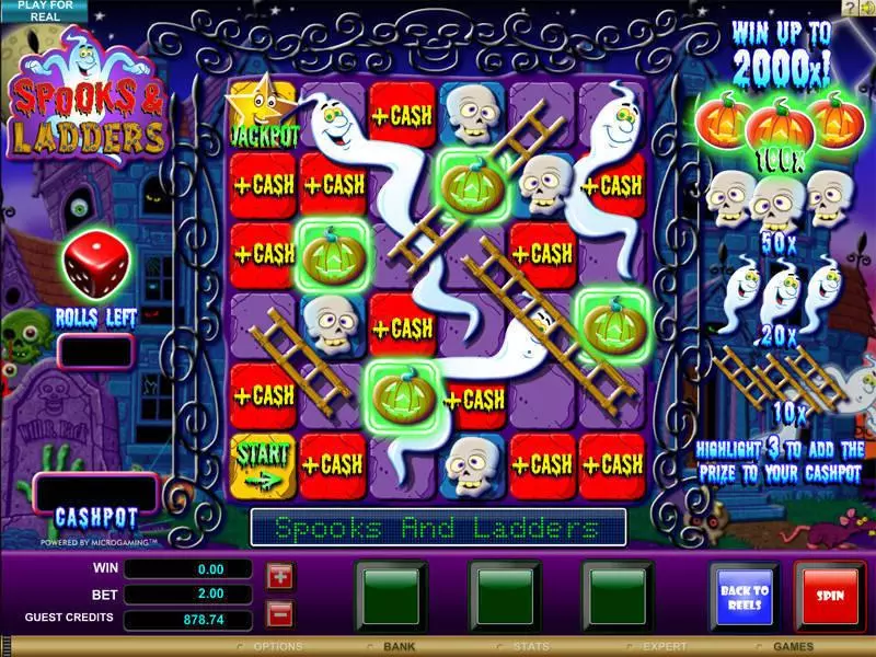 Spooks and Ladders Microgaming 3 Reel 1 Line