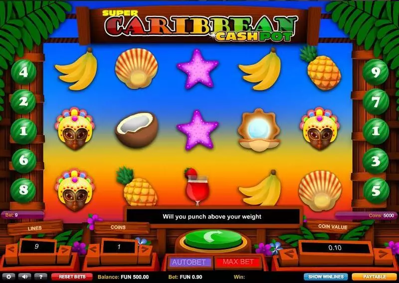 Super Caribbean Cashpot 1x2 Gaming 5 Reel 9 Line