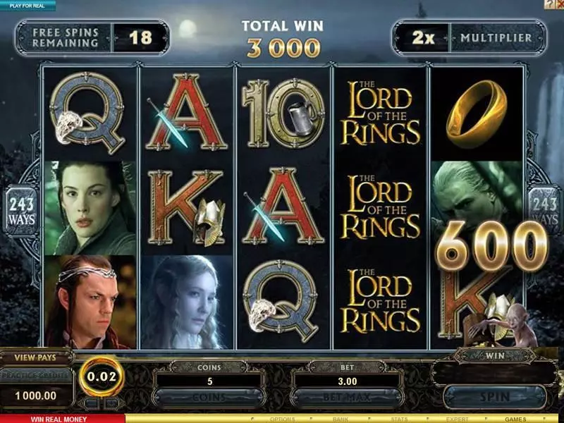 The Lord of the Rings Microgaming 5 Reel 243 Line