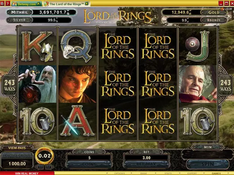 The Lord of the Rings Microgaming 5 Reel 243 Line