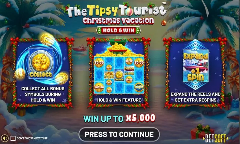 The Tipsy Tourist - Christmas Vacation BetSoft 5 Reel 20 Line