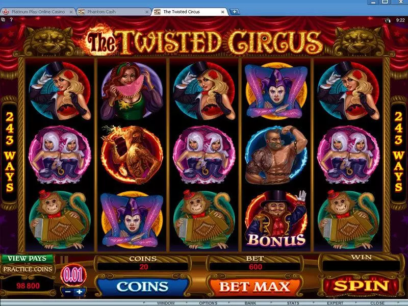 The Twisted Circus Microgaming 5 Reel 243 Line