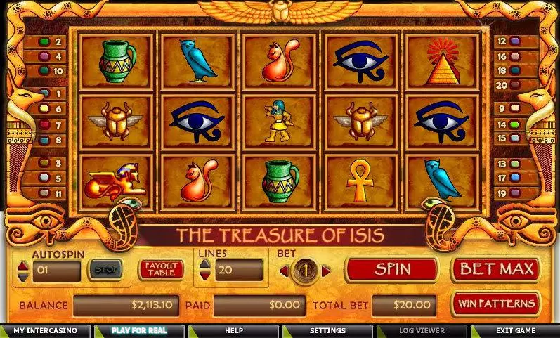 Treasure of Isis CryptoLogic 5 Reel 20 Line