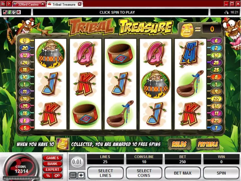 Tribal Treasure Microgaming 5 Reel 25 Line