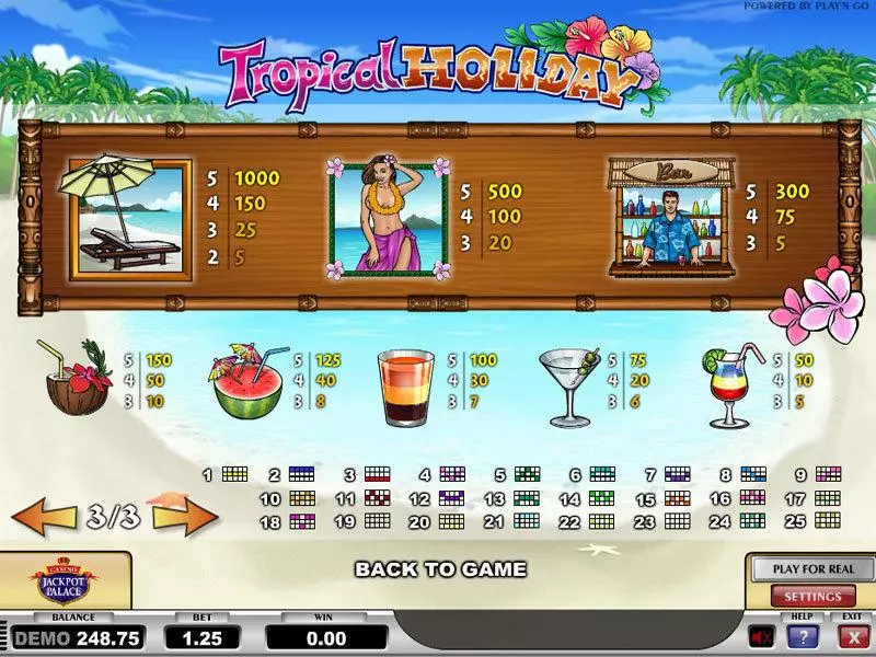 Tropical Holiday Play'n GO 5 Reel 25 Line