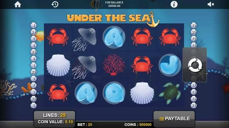 Under the Sea 1x2 Gaming 5 Reel 25 Line