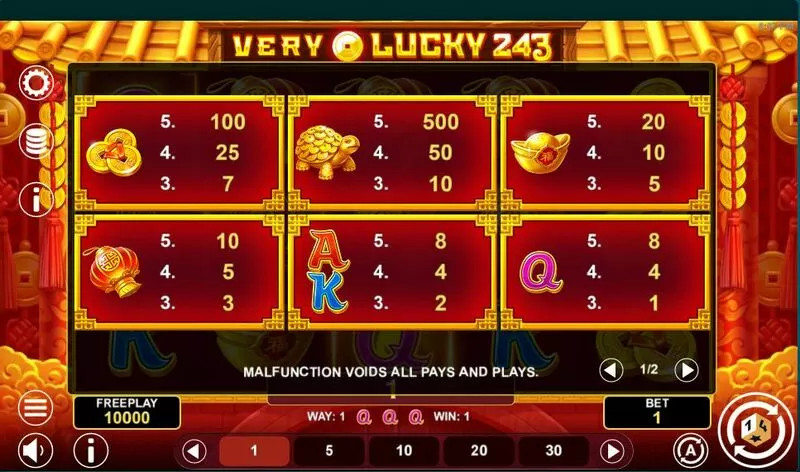 Very Lucky 243 1Spin4Win 5 Reel 243 Line