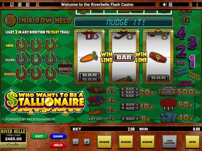 Who want's to be a Stallionaire Microgaming 3 Reel 1 Line