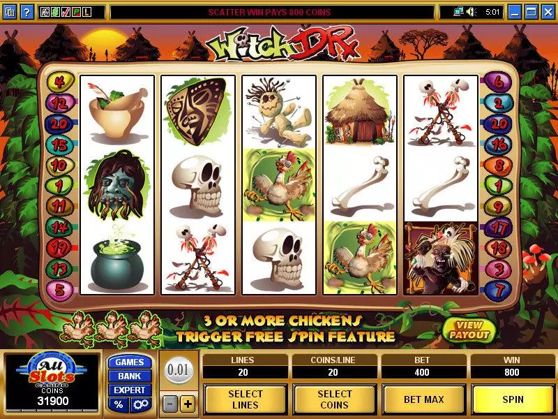 Witch Dr Microgaming 5 Reel 20 Line